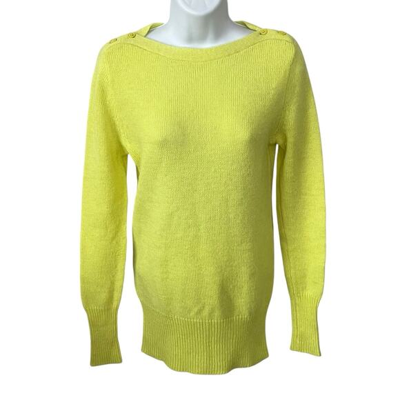 J. Crew Pullover Sweater Women’s Size S Wool Mohair Blend Buttons Chartreuse - Picture 1 of 8